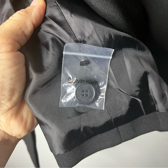 Calvin Klein One Button Strap Blazer Jacket Women 16 Black Lined Career Casual - Picture 7 of 10